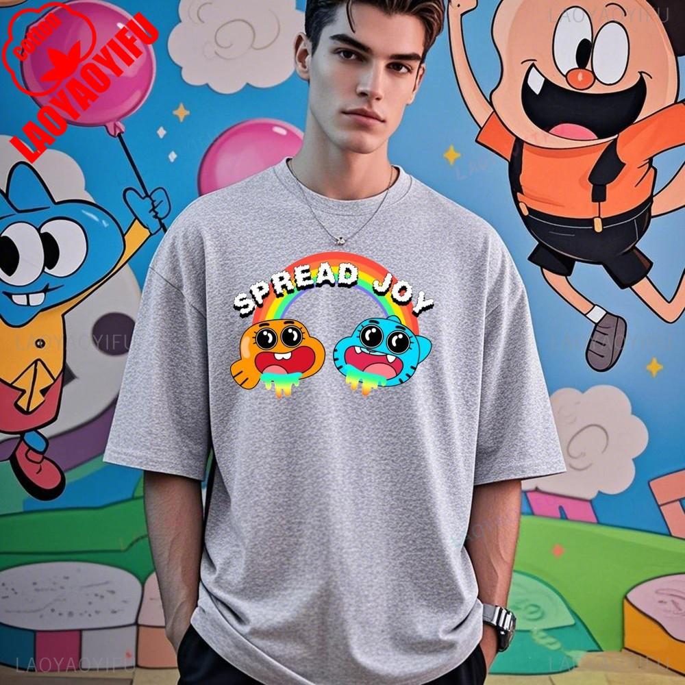 The Amazing World of Gumball Gumball and Darwin Summer Unisex Loose Harajuku Breathable Camisetas High Quality Loose T Shirt