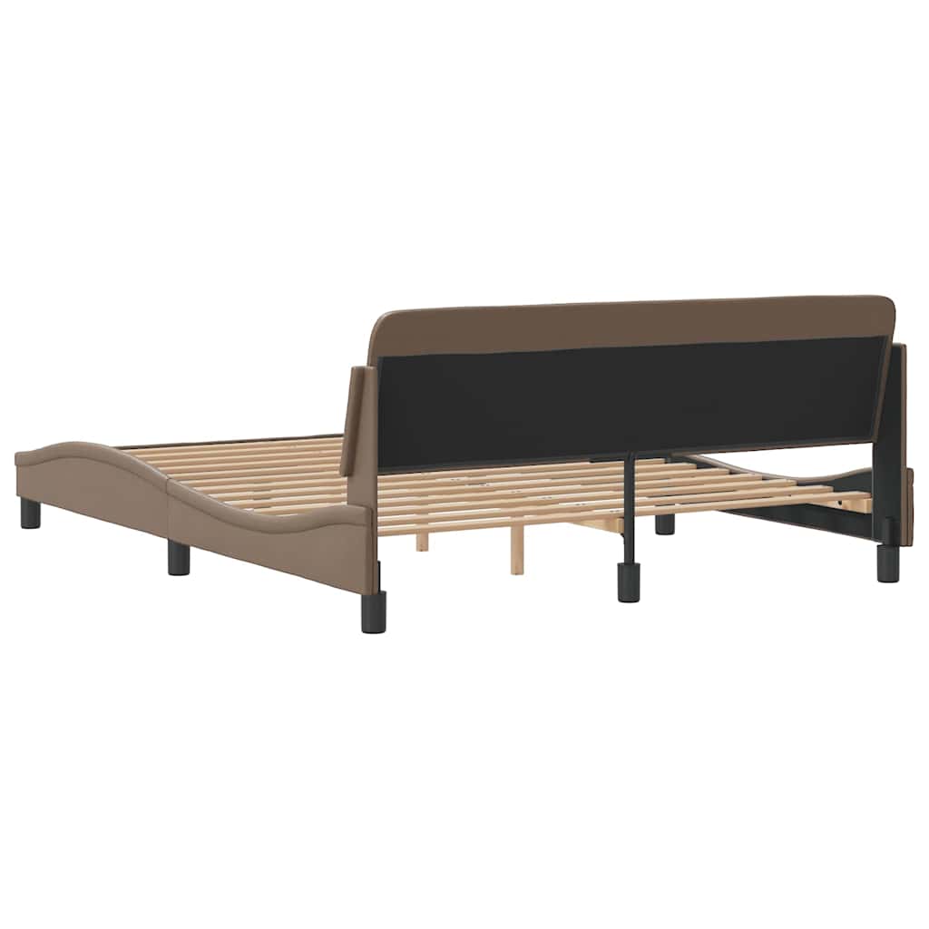 Bed Frame Dover Cappuccino Brown 160x200 cm Faux Leather