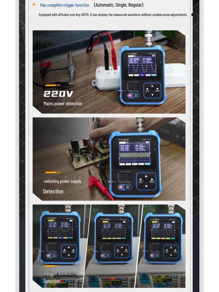 Tragbares 3-in-1 Digitaloszilloskop & Transistortester mit Signalgenerator