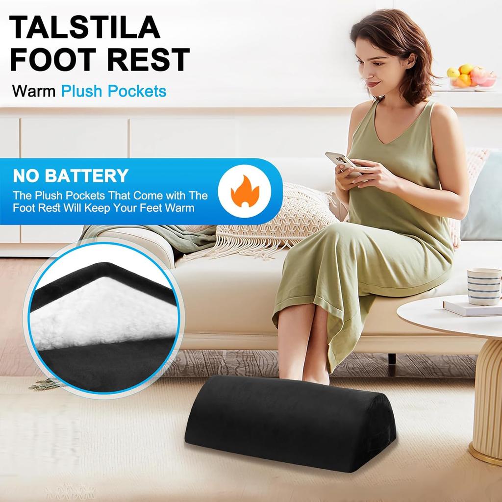 TALSTILA Foot Rest for Under Desk at Work, Footrest with Warm Plush Feet Pocket, Ergonomic Foam Foot Stool, Under Desk Footrests, for Office Desks &