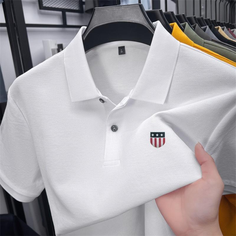 Men's Polo Shirt High Quality Lapel Flag Print Short Sleeve T-Shirt Summer Fashion Trend Men's Wear