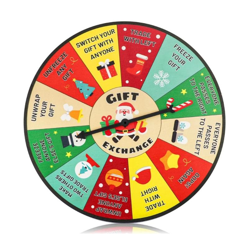 

Деревянное вращающееся колесо для обмена рождественскими подарками с простой установкой. Идеально подходит для различных вечеринок и праздничных украшений. 1