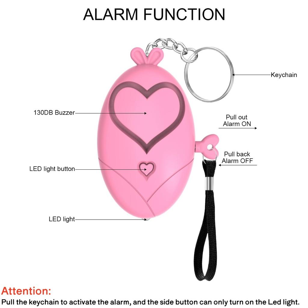 Personal Self Defense Alarm 130DB Heart Shaped Women Elderly Portabl Safety Siren Keychain Emergency Security Protect Alarms