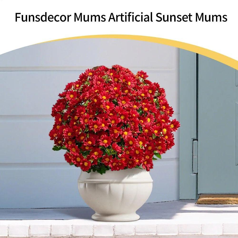 5 Bündel UV-beständiger künstlicher Gänseblümchenstrauß Biegsame Stiele Outdoor-Kunstblüten Herbstdekoration