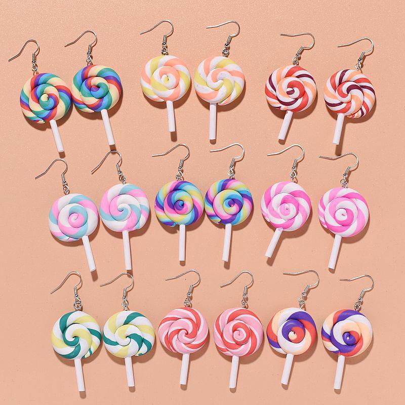 Ohrringe im europäischen und amerikanischen Stil mit süßen Lutscher-Motiven - Handgefertigte bunte Ohr-Accessoires aus weichem Ton