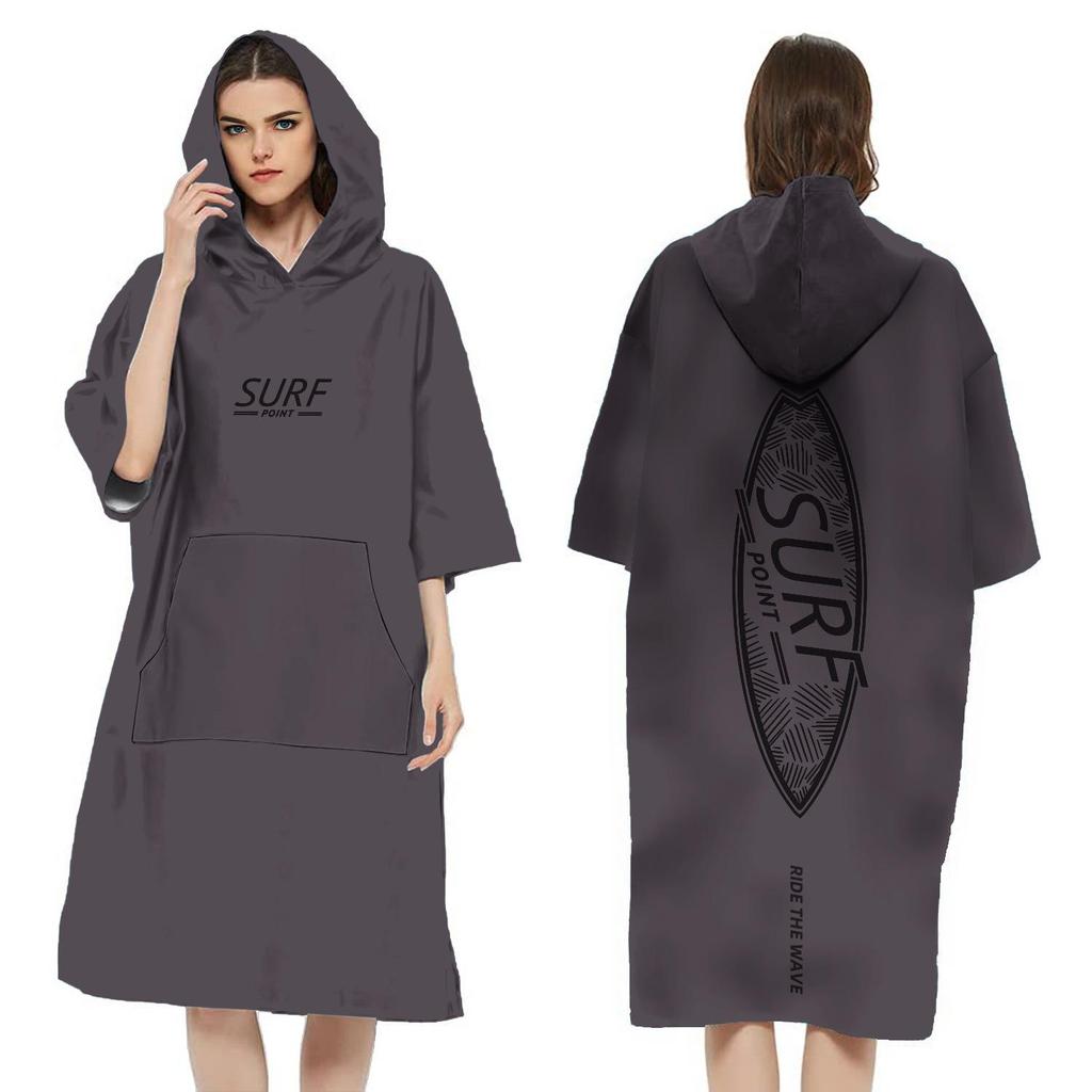 2025 Quick-Dry Hooded Swim Poncho with Zipper - Portable Bathrobe and Beach Towel