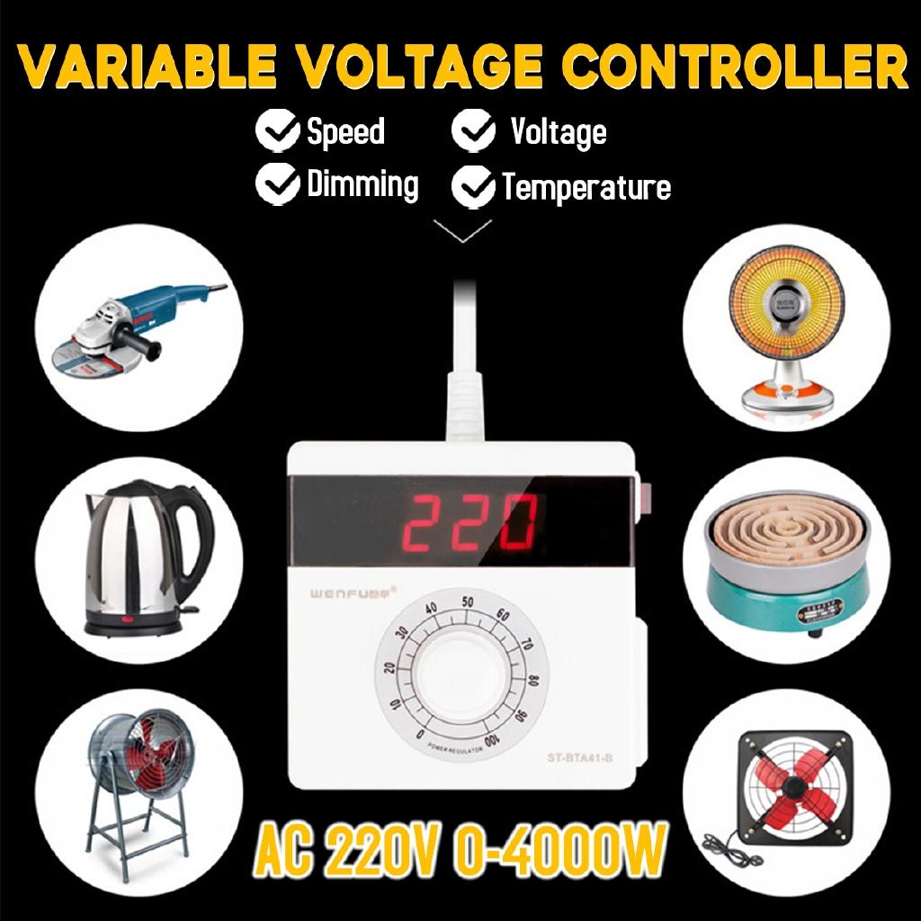 LCD Speed Regulation Variable Voltage Controller 220V For Speed Motor Dimming Temperature 1.2M Cable Stepless 4000W