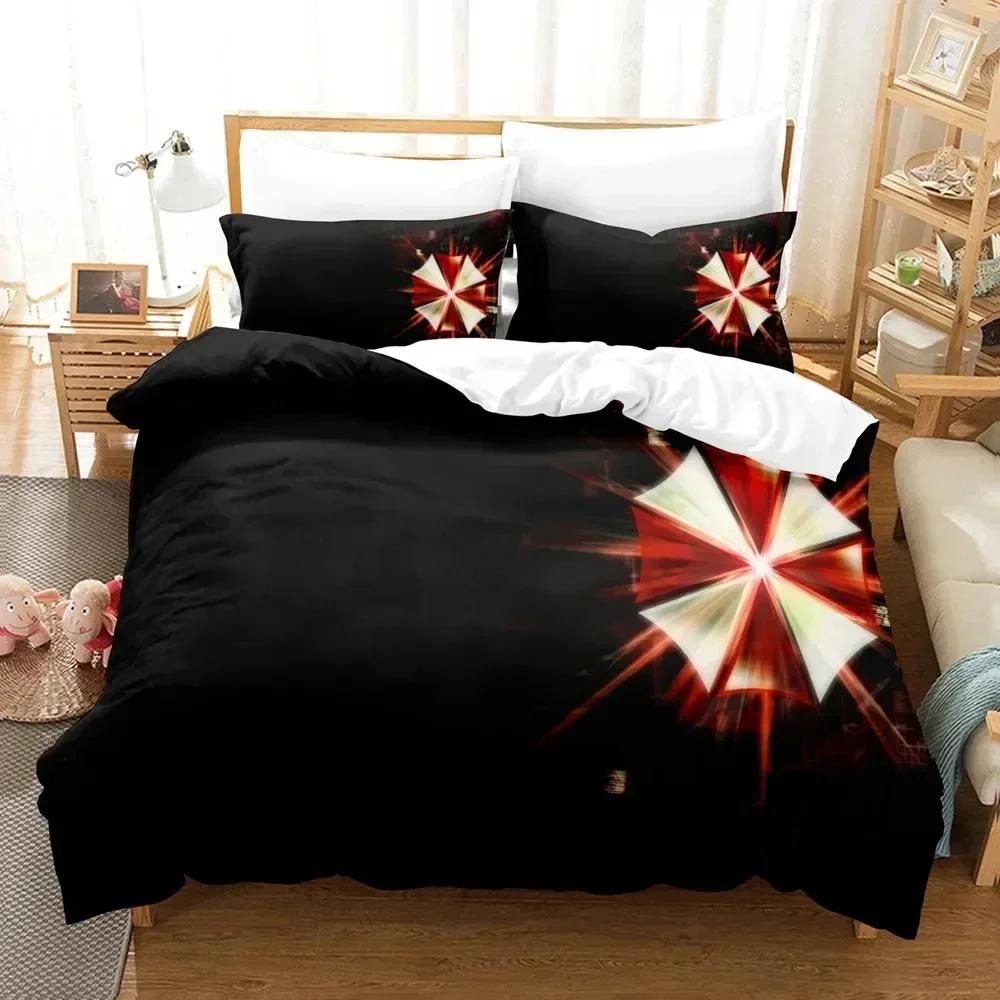 Bettwäsche-Set „Corporation Red Umbrella“ für Jungen und Mädchen, Einzel- und Doppelbettgröße, Bettbezug, Kissenbezug, Kinder- und Erwachsenenmode, Heimtextilien