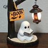 Resin Craftsmanship Ornament Halloween Witch/Ghost LED Lamp, Gothic with Warm Light for Unique Gift Home Decor, Desktop Spooky Night Party Decor Theme