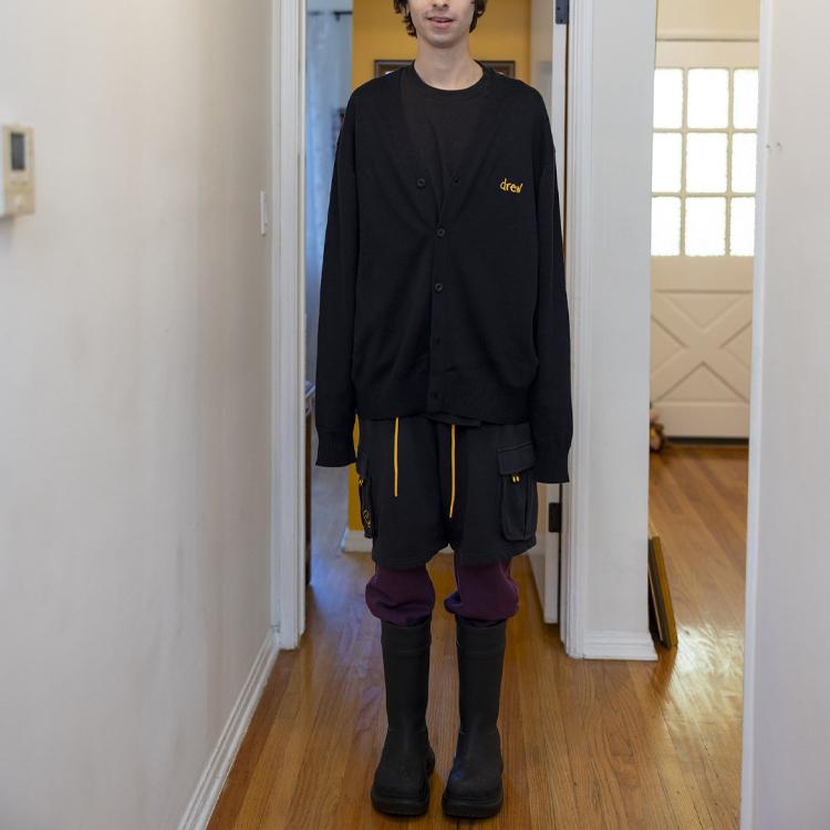 Drew House Letter Logo Series V-Neck Single-Breasted Loose Knit Sweater Unisex Sweater Black DR-FW21-088