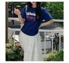 2024 Korean Casual Letter Print Slim Fit Cotton T-Shirt for Women – Short-Sleeved and Stylish