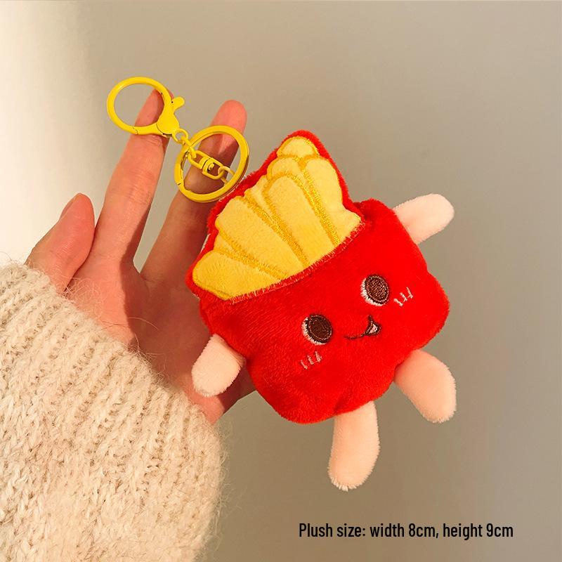 Cartoon Plush Keychain: Cute Hamburger, Fries, Toast, & Chicken Leg Dolls