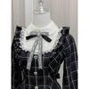 Japanese Fairy Sweet Lace Patchwork Plaid Dress Women Kawaii Grunge Ruffled Long Sleeve Dresses Y2k Aesthetic JK Lolita Vestidos