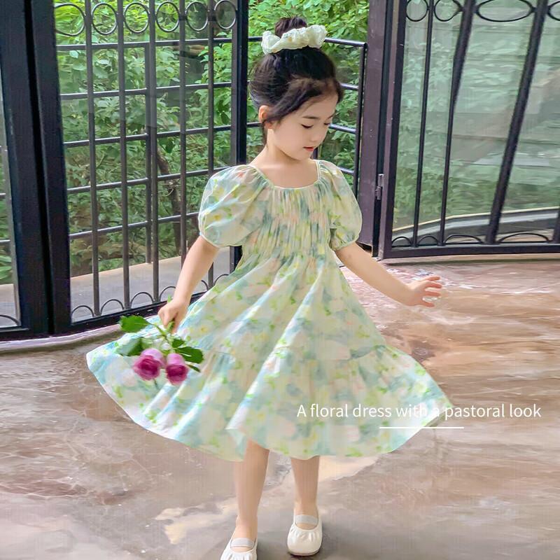 TuTu Xiao Xiang Girls Cotton Floral Puff Sleeve Princess Dress 150