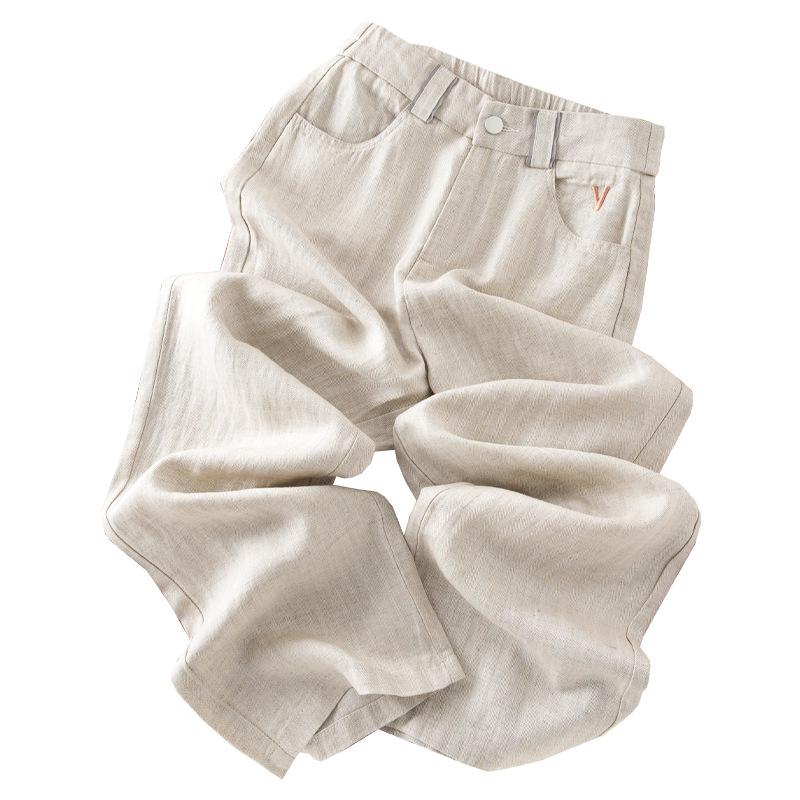 Women's Cotton-Linen Wide-Leg Pants - 2026 Spring/Summer Relaxed Fit, Casual Yamamoto Style, Loose Straight-Leg.