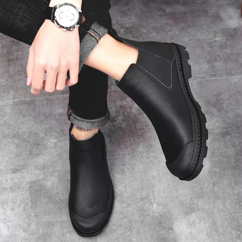 Módní Chelsea boty Pánské boty 2024 Nová móda Pánské kotníkové boty Luxusní zimní boty Pánské plyšové teplé boty pánské Boty Botas De Hombre