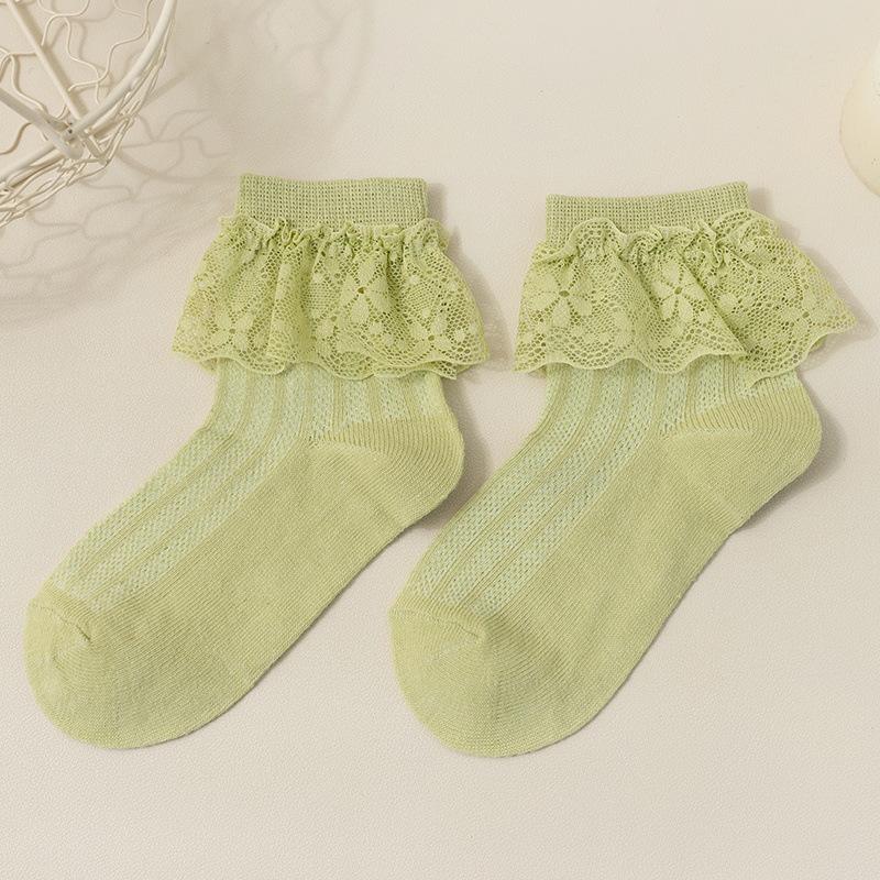 Chaussettes d'été en dentelle et coton pour filles - Maille légère style princesse