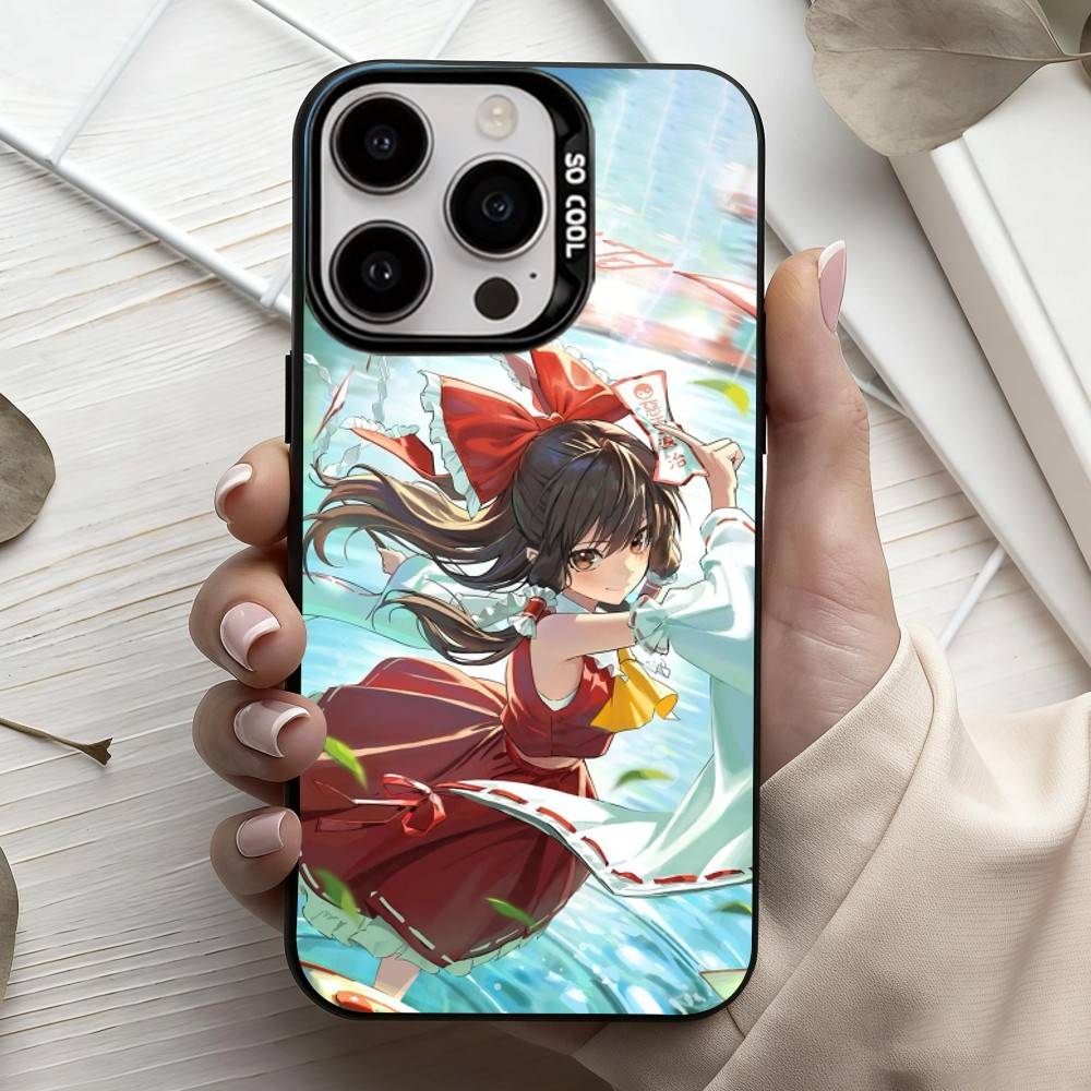 H-Hakurei Reimu T-Touhou Phone Case For iPhone17,16,15,14,13,12,11 Plus,Pro Max Black Candy Silver Plated Cover