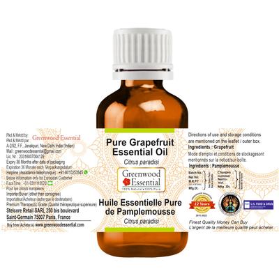 Greenwood Essential Grapefruit Essential Oil (Citrus Paradisi) Pure | Non-Sticky | Non-greasy | Lightweight | Men & Women | All Skin Types | Stea