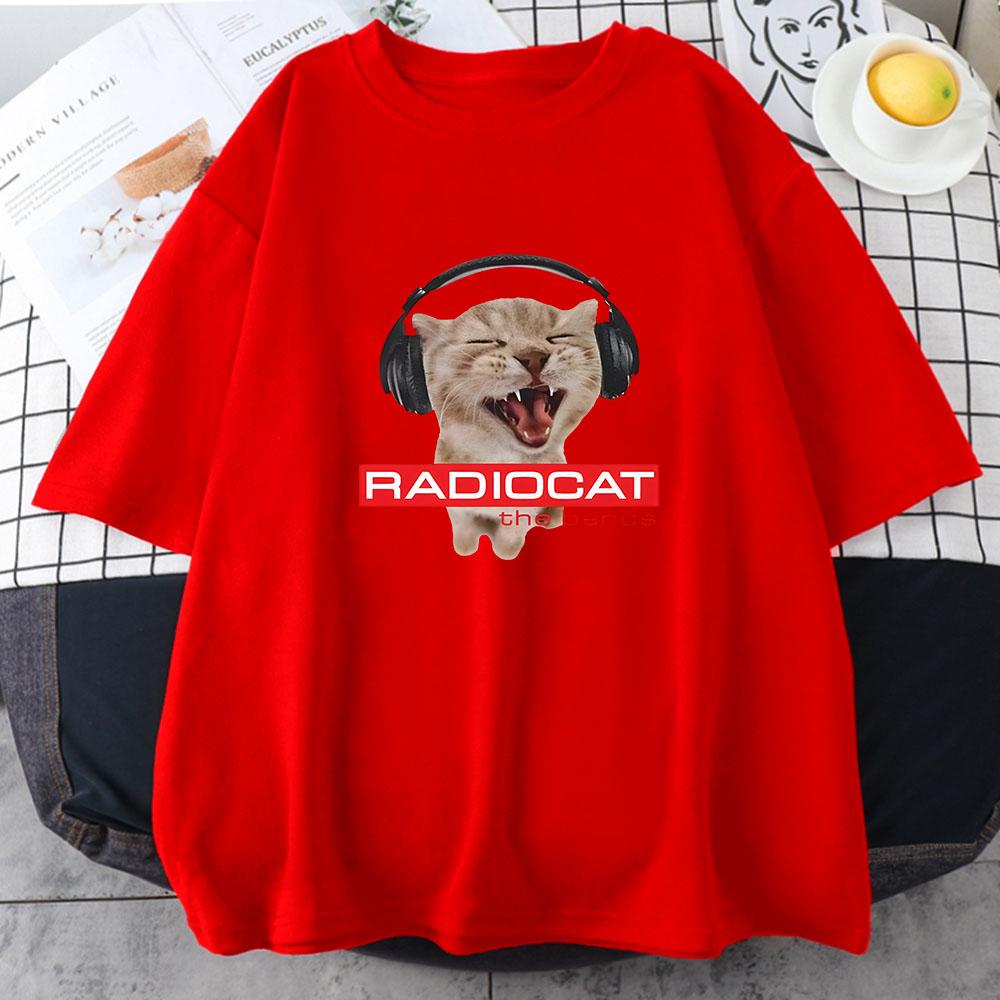 

Radiohead Cat Cartoon Printing Teeshirt Cute Graphic Clothing for Girls Cotton Comfortable Soft Spring Tshirts Women Tees Tops S