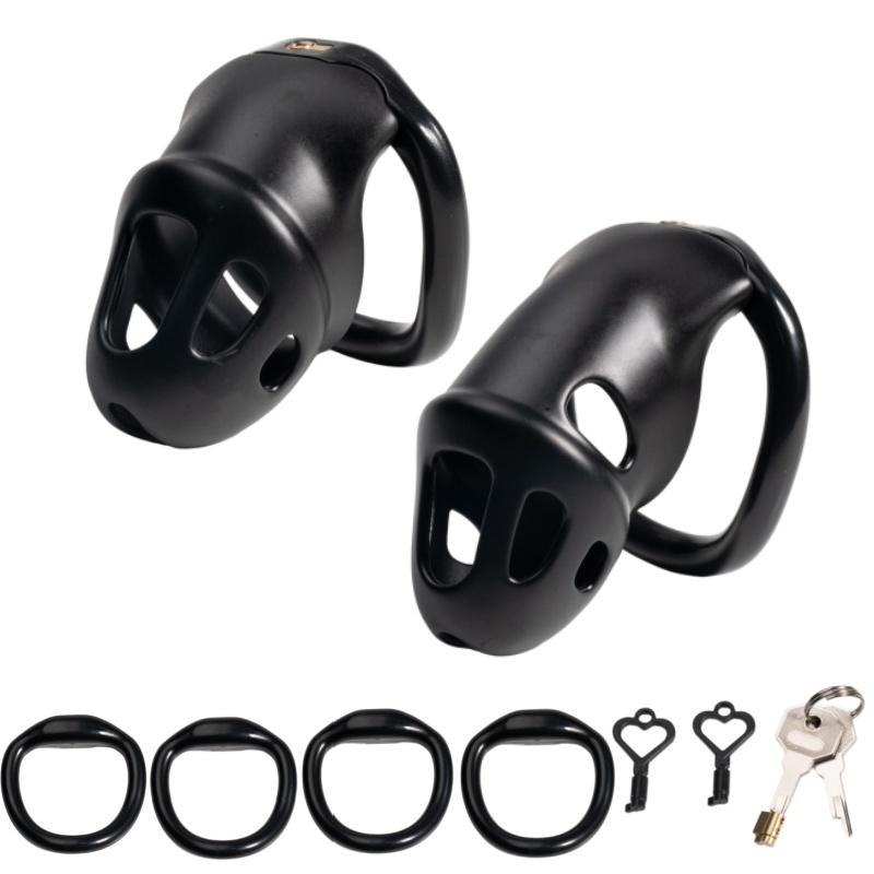 Sex Toys Men Resin Male Chastity Cage Anti Removal Imprisonment Penis Chastity Lock with 4 Ring Bondage To Prevent Cheating 18+