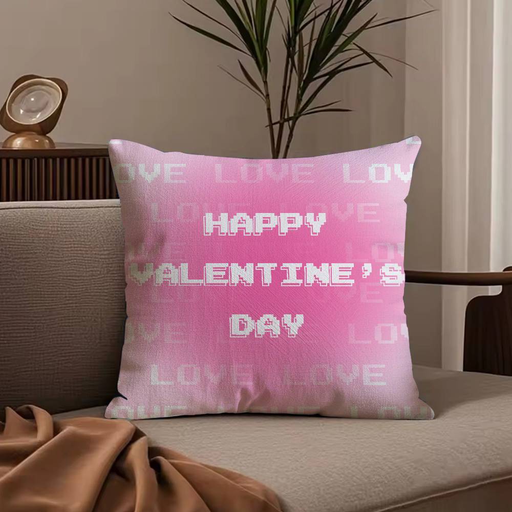Valentine's Day Stickers X Pillow Case Anti-dustmite Pillowcase Invisible Zipper Silky Short Plush Sofa Cushion Cover
