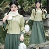 Podzimní/Zimní Retro Vyšívaný Tang oblek Hanfu Cheongsam Dvoudílný set