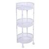 Carrito de Servicio Metálico Giratorio de 3 Niveles Multifuncional Plegable Redondo de Almacenamiento Carrito para Cocina