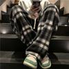 Spring And Autumn New Fashion Plaid Casual Pants Everyday Versatile Wide Leg Straight Pants Loose Casual Sports Pants Large Size