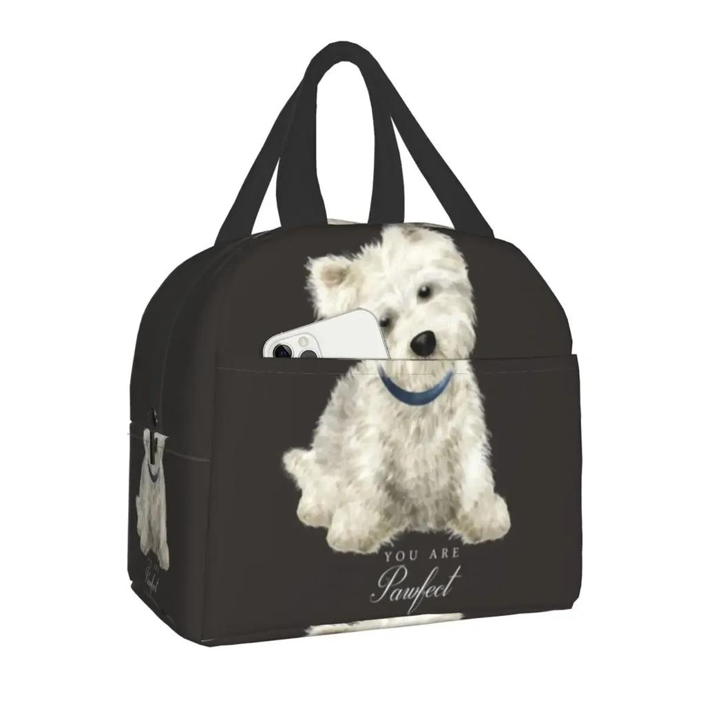 French Bulldog Puppy Facial Insulated Lunch Bag for Work School Frenchie Resuable Thermal Cooler Lunch Box Women Kids
