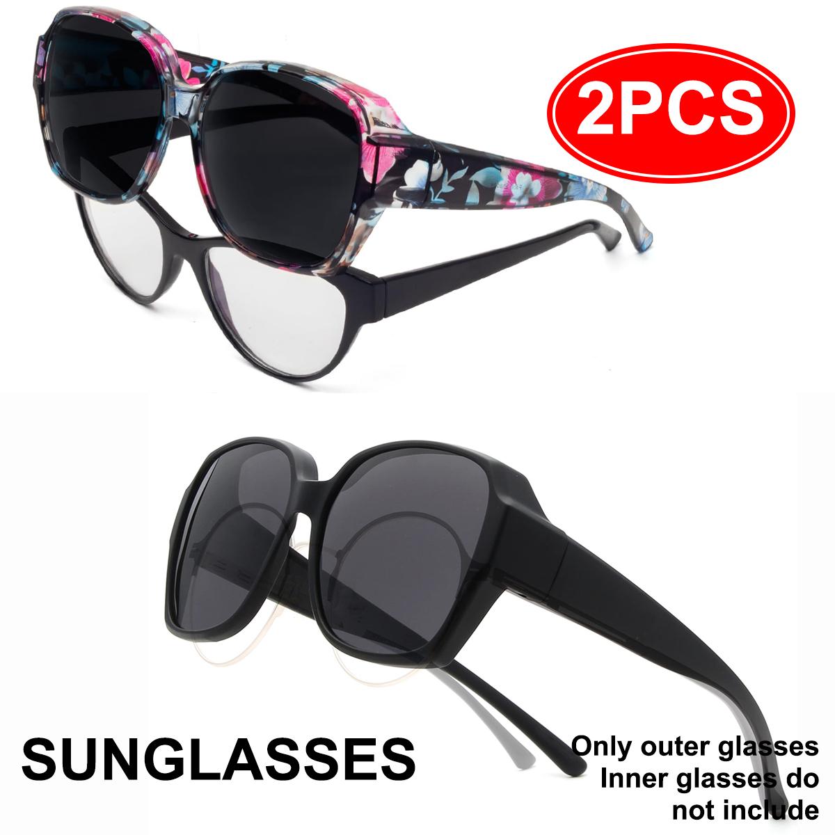 

2 pack Over Glasses Sunglasses for Women UV Protection, Fit Over Prescription Glasses Sunglasses Lightweight T01