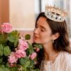 Vintage Round Bridal Hair Accessories Rhinestone Crown Wedding Decoration Women Tiara Queen Crown Birthday Cake Topper Girl Princess Crown Adult