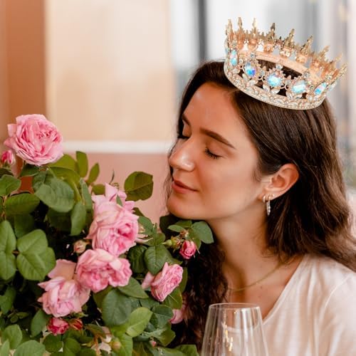 Vintage Round Bridal Hair Accessories Rhinestone Crown Wedding Decoration Women Tiara Queen Crown Birthday Cake Topper Girl Princess Crown Adult