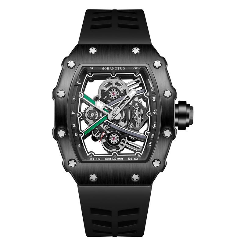 Barrel-Shaped Women S Watch Fashion Rainbow Bridge Hollow Rotating Silicone Tape Waterproof Watch