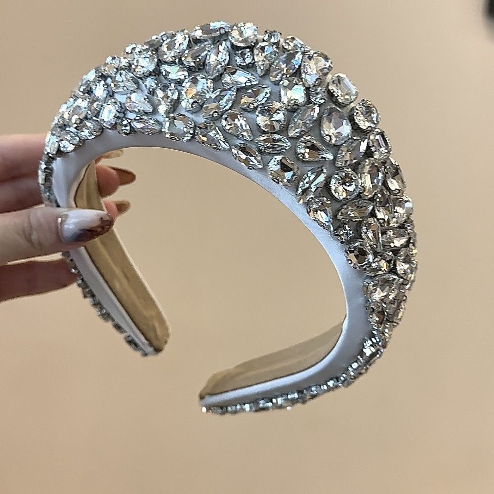 Rhinestone Rhinestone Headband Elegant Style Black Color Crystal Gem Headband Fashion Padded Diamante Headband Daily Wear