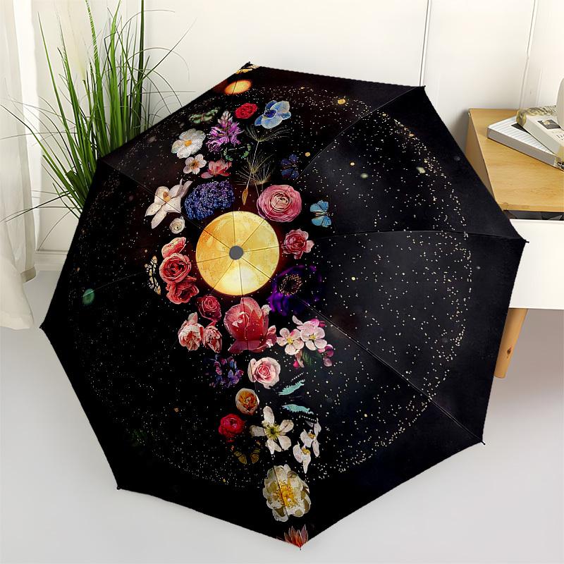 

1pc Floral Celestial Mandala Umbrella with Plastic Handle,Vibrant Cartoon Pattern,Multi-functional UmbrellaPT216