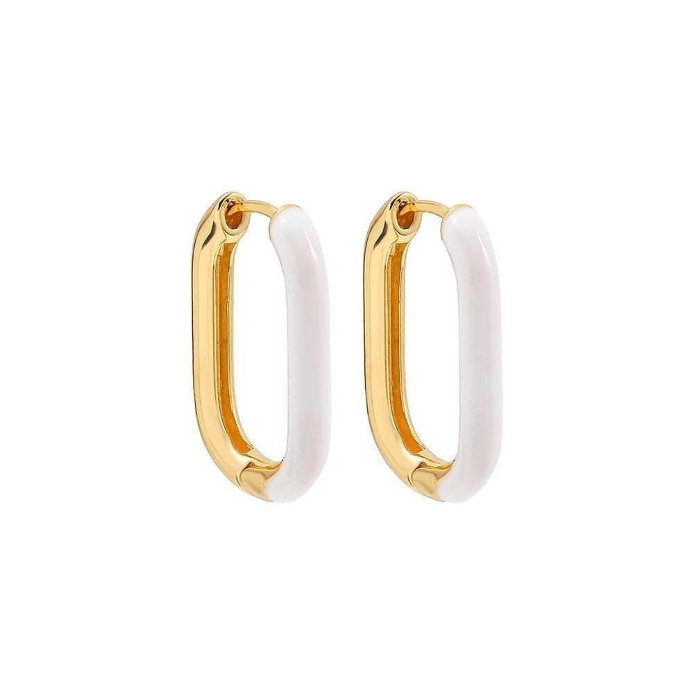 1 Pair Retro Geometric Hoop Earrings Minimalist Colorful Enamel Earrings  Women Jewelry