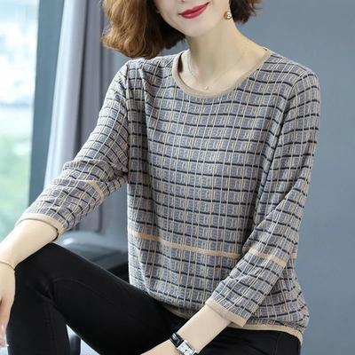 Sweater for Women Autumn Winter Thickened Pullover Warm Knitted Striped Crew Neck Base Layer Stretchy Long Sleeve Oversize Jumper Tops