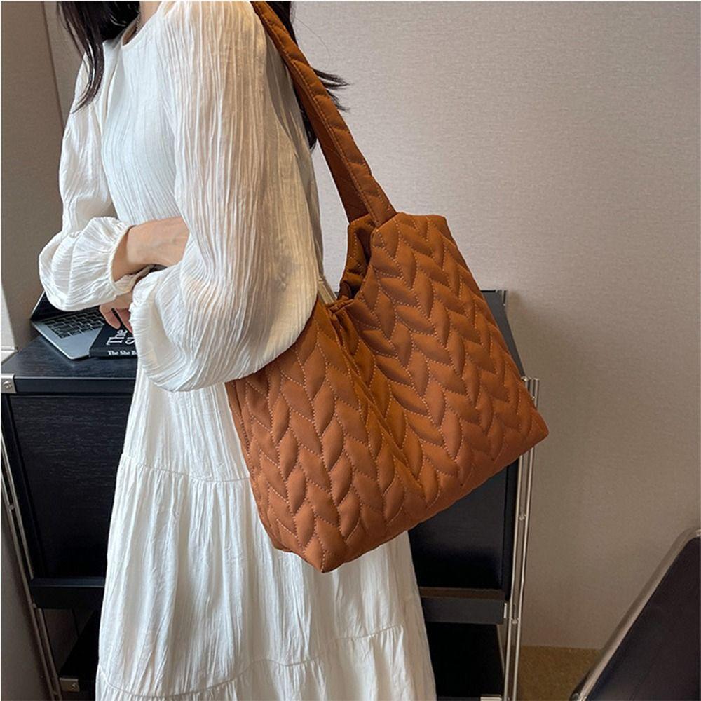 Měkká bavlnou polstrovaná prošívaná taška přes rameno Jednobarevná dámská podpažní taška Přenosné kabelky Víkend