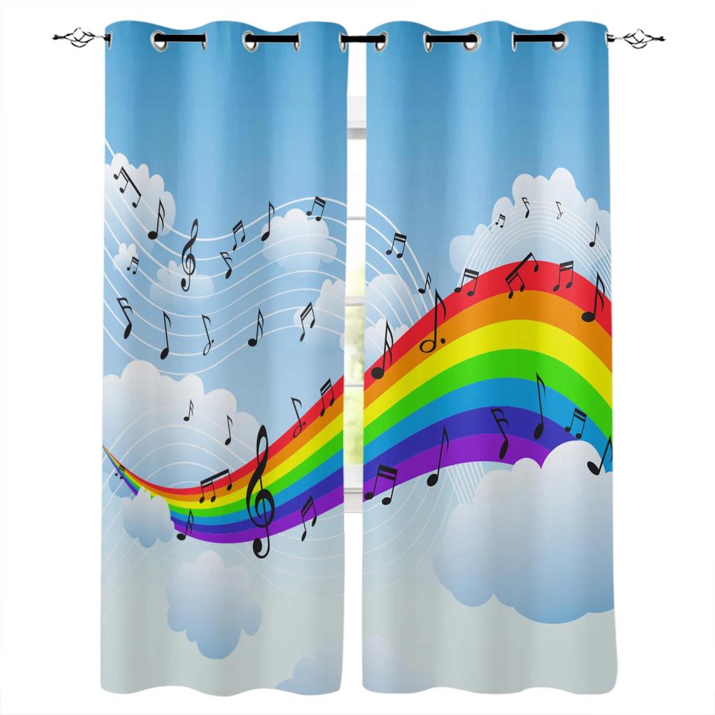 Color Rainbow Red Yellow Blue Paint Window Screen Printed Design Office Indoor Window Curtains Kitchen Curtain Home Cortinas