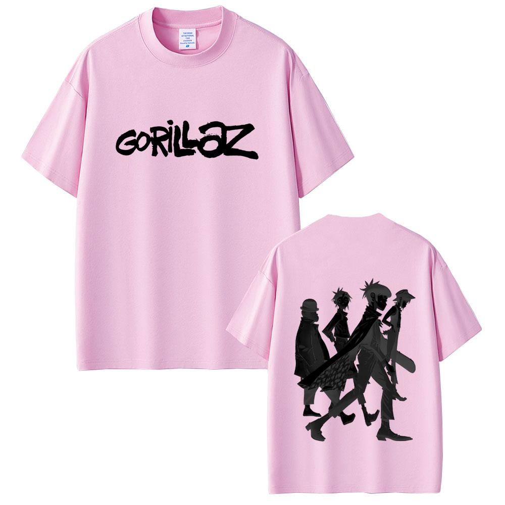 Limited Rock Band Gorillaz Print Tshirt Men Women Casual Oversized Crewneck T Shirts Male Fashion High Quality Cotton Tshirt