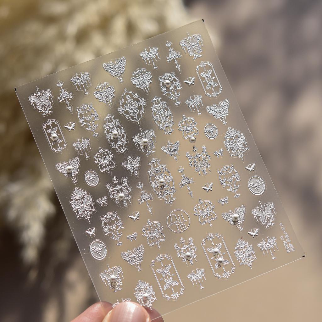 5D Relief Nail Art Stickers Purple Exquisite Iris Flowers Adheisve Decals Manicure Floral Pattern Embossed Decorations