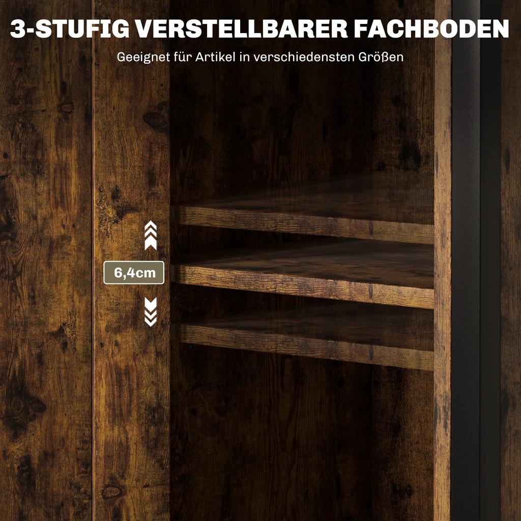 Side Table with Storage, 2 Open Shelves, 3-Level Adjustable, Magnetic Door, Brown