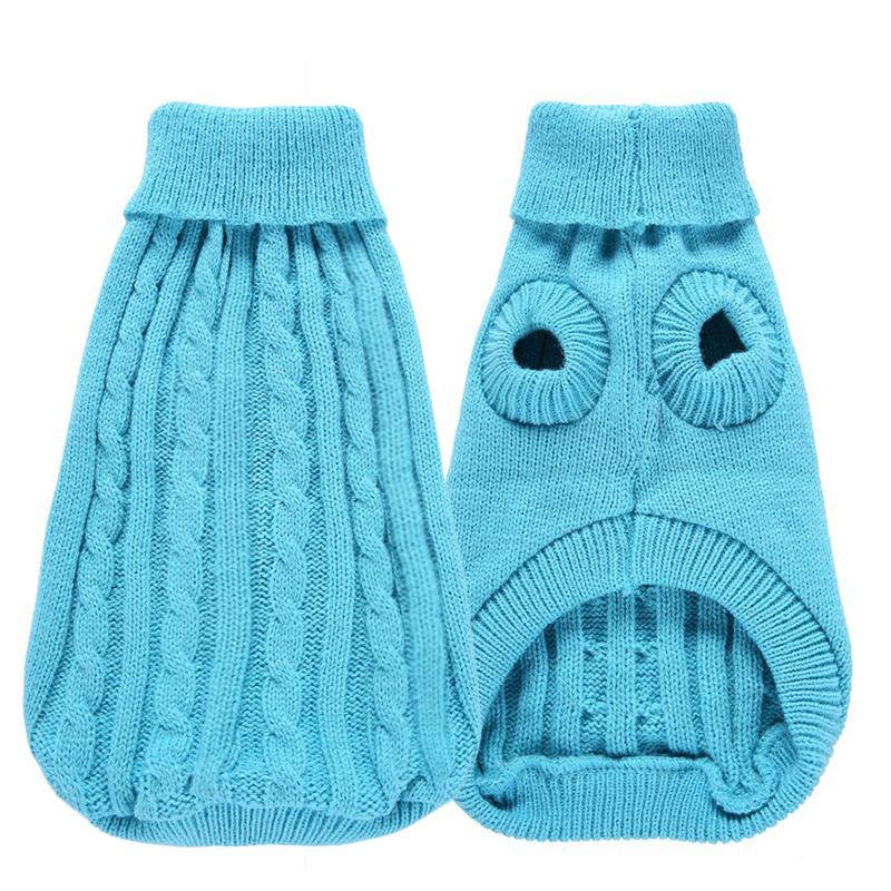 Solid Color High-Neck Cable Knit Eco-Friendly Pet Sweater Warm Autumn/Winter Pullover Dogs Cats 12 Vibrant Hues Simple Soft