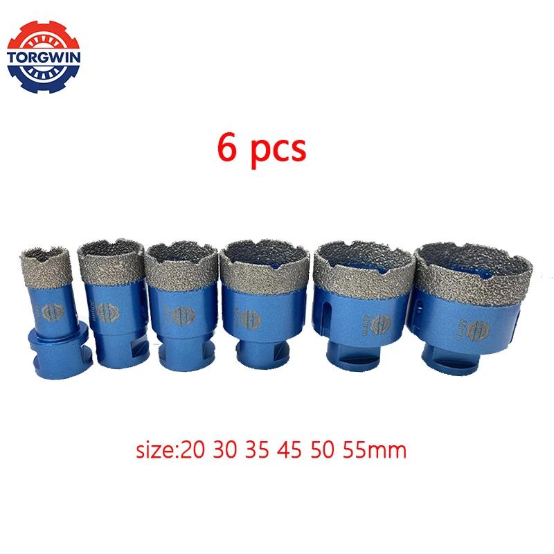 

Набор алмазных сверл для вакуумного сверления, алмазная коронка для резки плитки, кольцевая пила для гранита, фарфора, керамической плитки, открыватель резьбы M14, 6 шт. синий