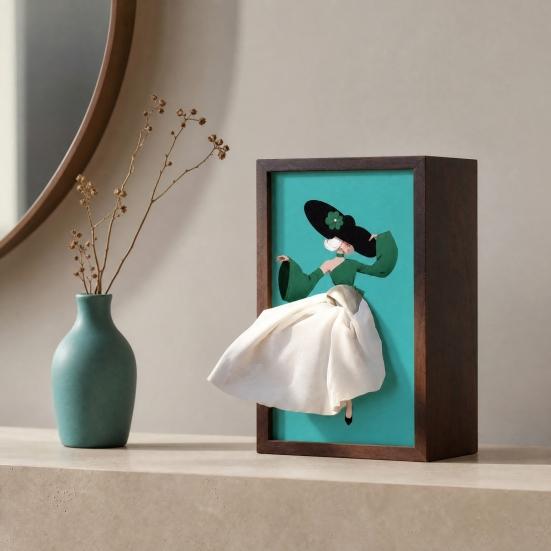 Scatola Portatovaglioli in Legno di Noce, con Disegno Artistico di Gonna da Ballerina di Balletto, Portasciugamani di Carta Multiuso per Arredamento Casa Ingresso Tavolo da Pranzo