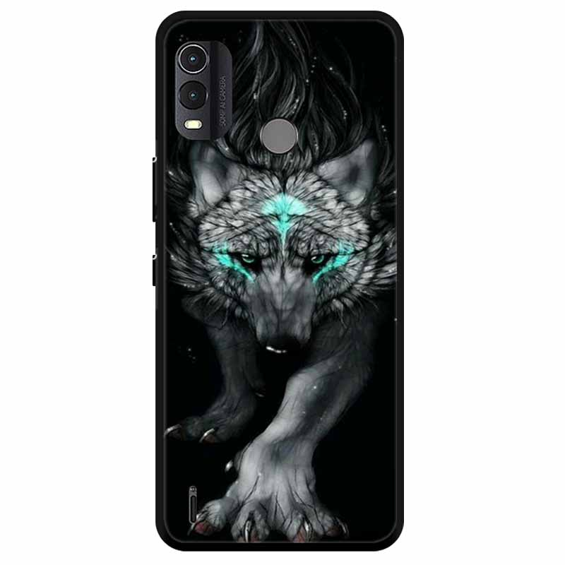 Soft Silicone Cover For Nokia C22 Case 2023 TPU Wolf Lion Painted Black Phone Coque for Nokia C22 C 22 4G Black For NokiaC22