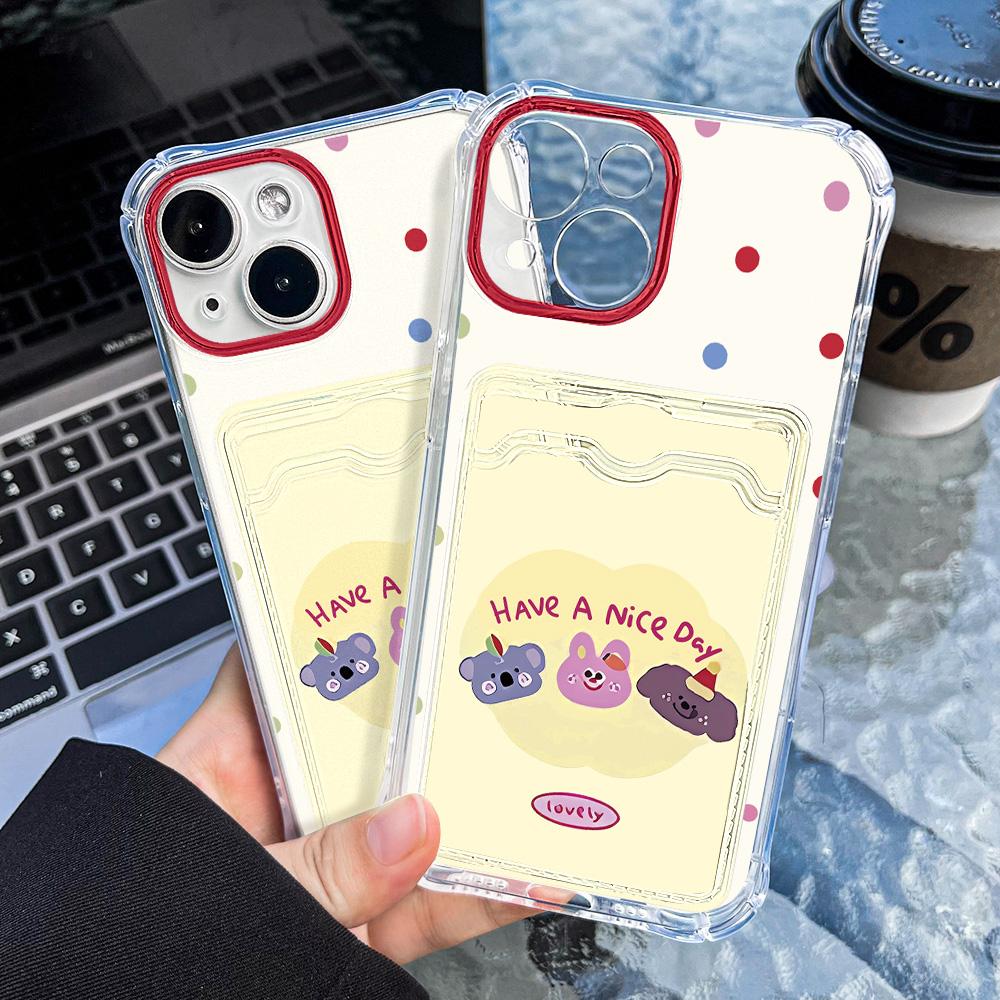 Pouzdro na telefon na kartu pro iPhone 11 13 XR 15 14 Pro Max iPhone 12 16 7 8 Plus XS Max Samsung S24 S23 A15 A55 A05 A54 Redmi 12 13C 13 9 Cartoon Protection
