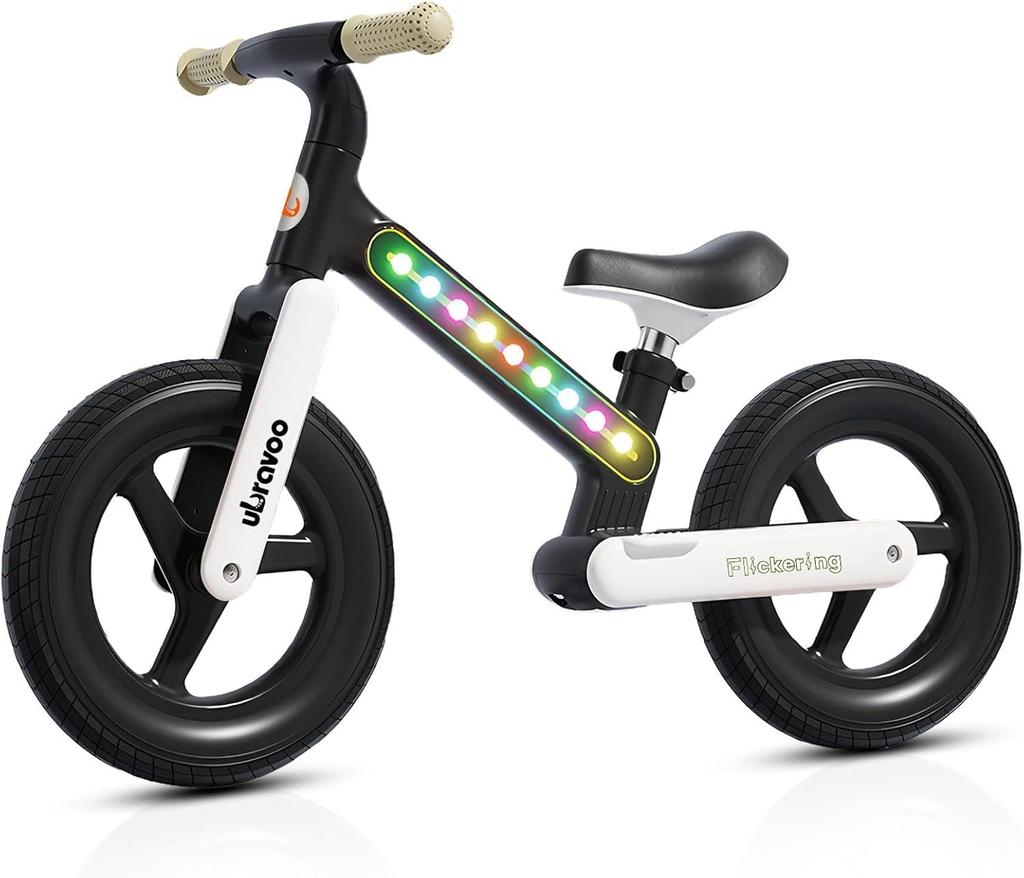 Ubravoo Rower dziecięcy Fit in Joy, 30CM/12 cali, lekki, nylonowy rower dziecięcy z ramą oświetleniową LED, rower treningowy bez pedałów dla dzieci w wieku od 3 do 7 lat