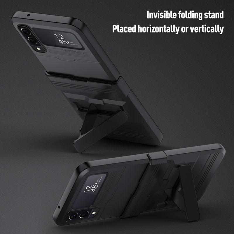For Samsung Galaxy Z Flip 4 5g All -Inclusive Drop Protection Kickstand Phone Case Non -Fingerprint Cover For Galaxy Z Flip 4